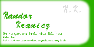 nandor kranicz business card